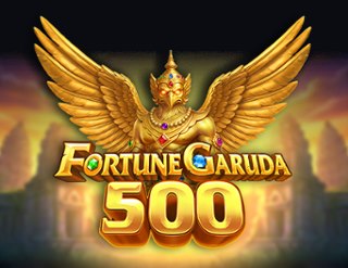 Símbolos dorados y gemas de Fortune Garuda 500 sobre fondo oscuro