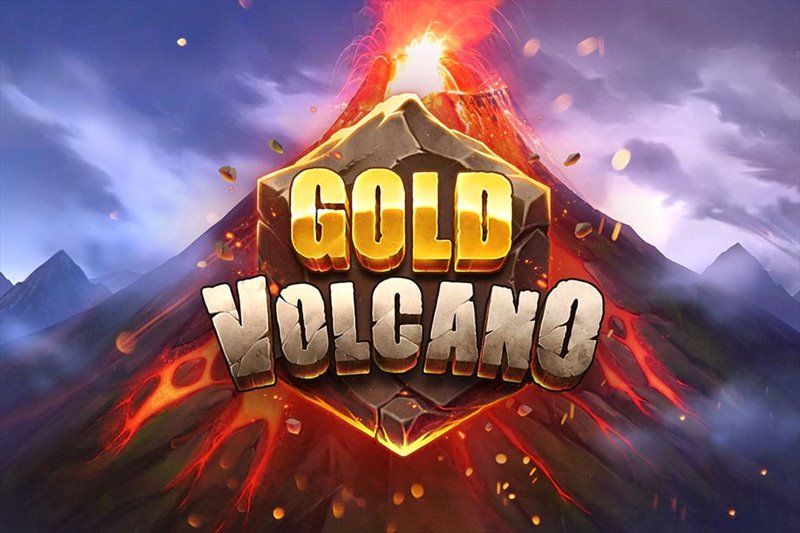 Volcán en erupción y gemas doradas en el arte de Gold Volcano de Play'n GO
